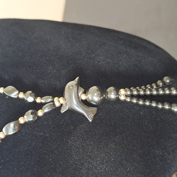 Hematite Dolphin Necklace with Barrel Closure - Picture 4 of 7